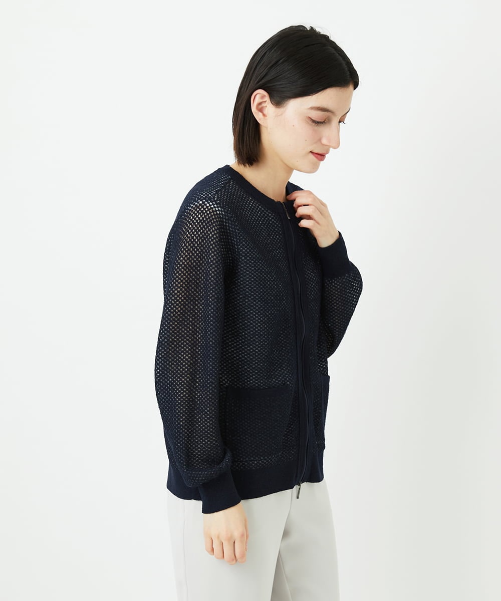 PHSEE28290 GEORGES RECH(小さいサイズ)(メゾン ドゥ サンク) ブークレメッシュニットブルゾン ネイビー