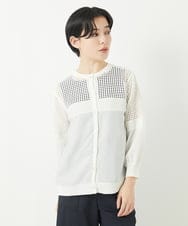 PHSGA05330 GEORGES RECH(小さいサイズ)(メゾン ドゥ サンク) ソフトローン透かし編カーディガン ホワイト