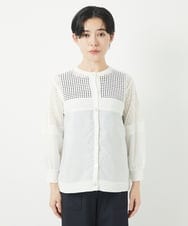 PHSGA05330 GEORGES RECH(小さいサイズ)(メゾン ドゥ サンク) ソフトローン透かし編カーディガン ホワイト