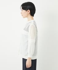 PHSGA05330 GEORGES RECH(小さいサイズ)(メゾン ドゥ サンク) ソフトローン透かし編カーディガン ホワイト