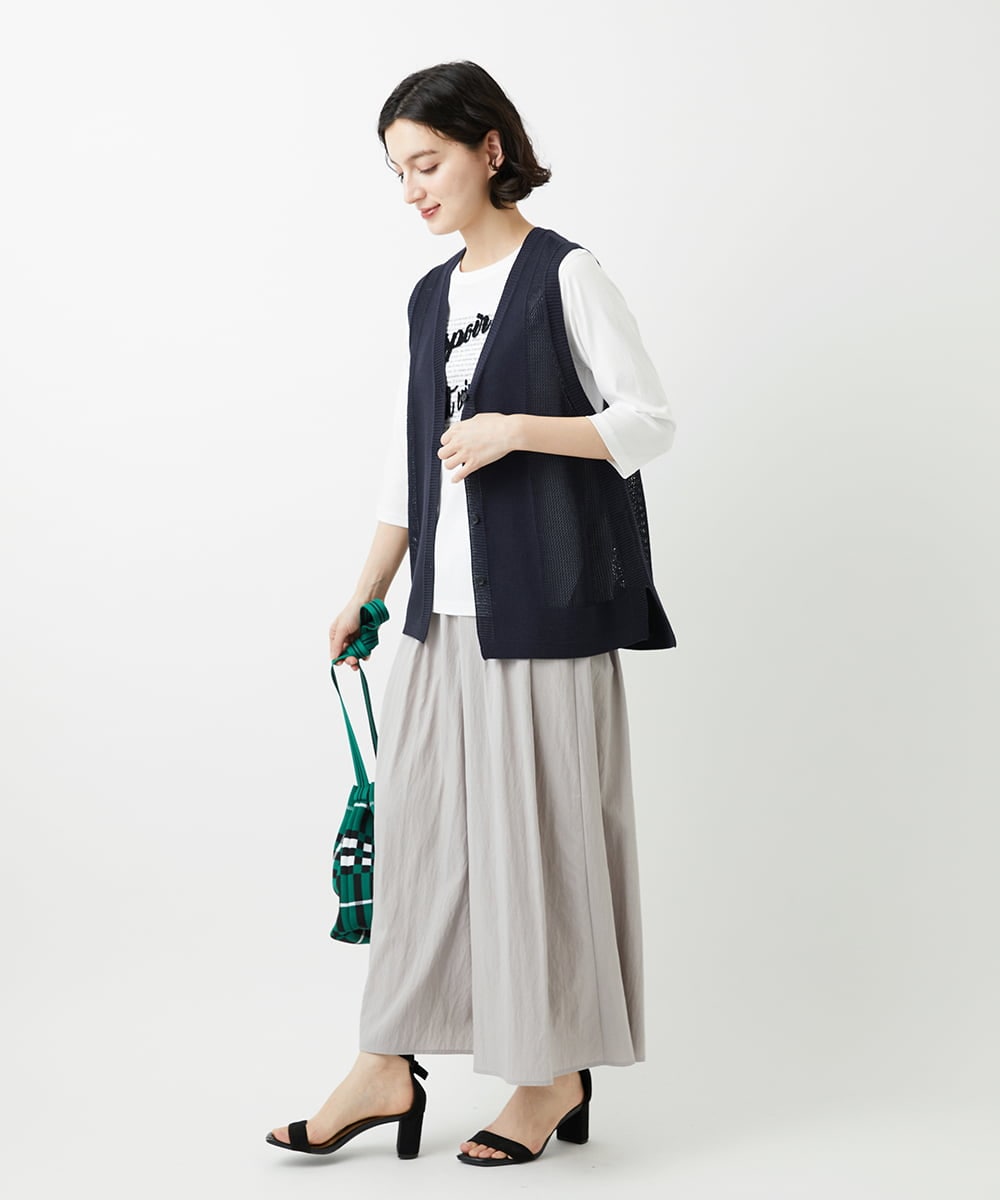 PHSGD23230 GEORGES RECH(小さいサイズ)(メゾン ドゥ サンク)  [日本製]コットンレーヨンニットベスト ライトグレー