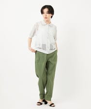 PHSHA60240 GEORGES RECH(小さいサイズ)(メゾン ドゥ サンク) ラメ襟付きシアーメッシュニット羽織 グレーホワイト