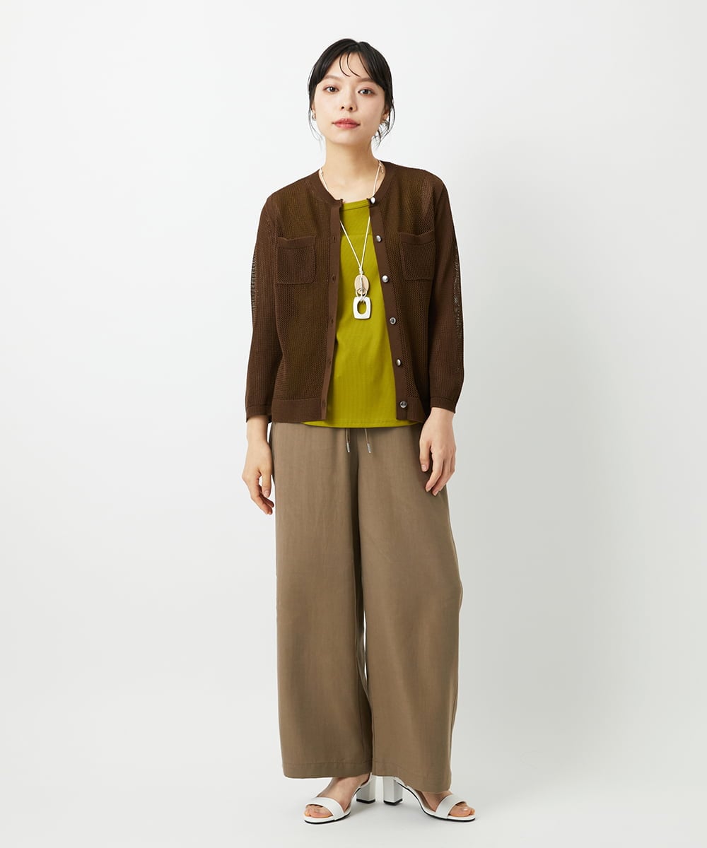 PHSHE64290 GEORGES RECH(小さいサイズ)(メゾン ドゥ サンク) メッシュクルーネックカーディガン ブラウン