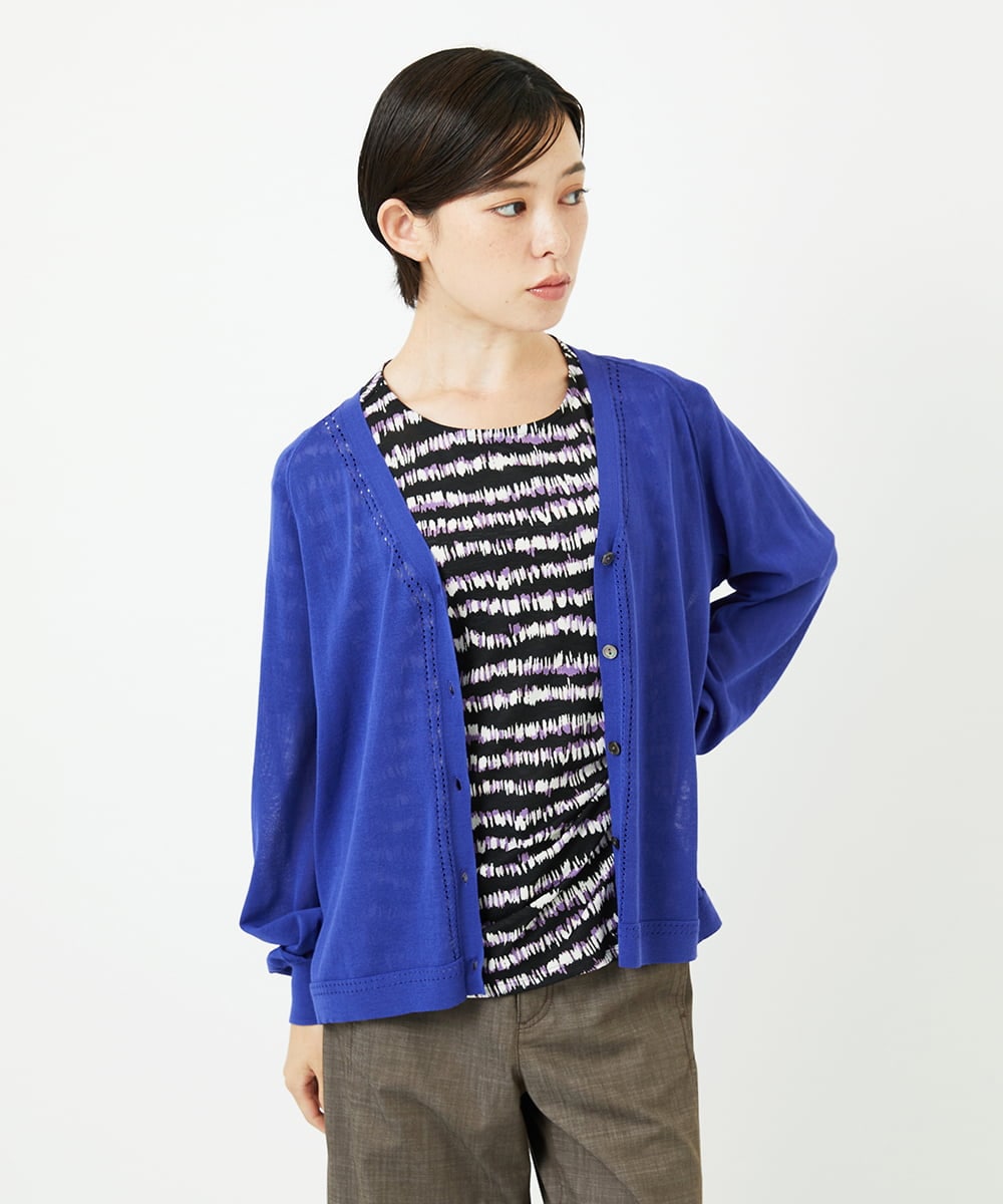 PHSJB28250 GEORGES RECH(小さいサイズ)(メゾン ドゥ サンク) アイレットシアーニットカーディガン ブルー