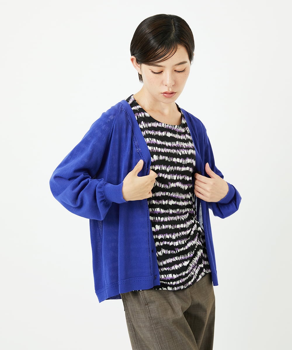 PHSJB28250 GEORGES RECH(小さいサイズ)(メゾン ドゥ サンク) アイレットシアーニットカーディガン ライトグレー