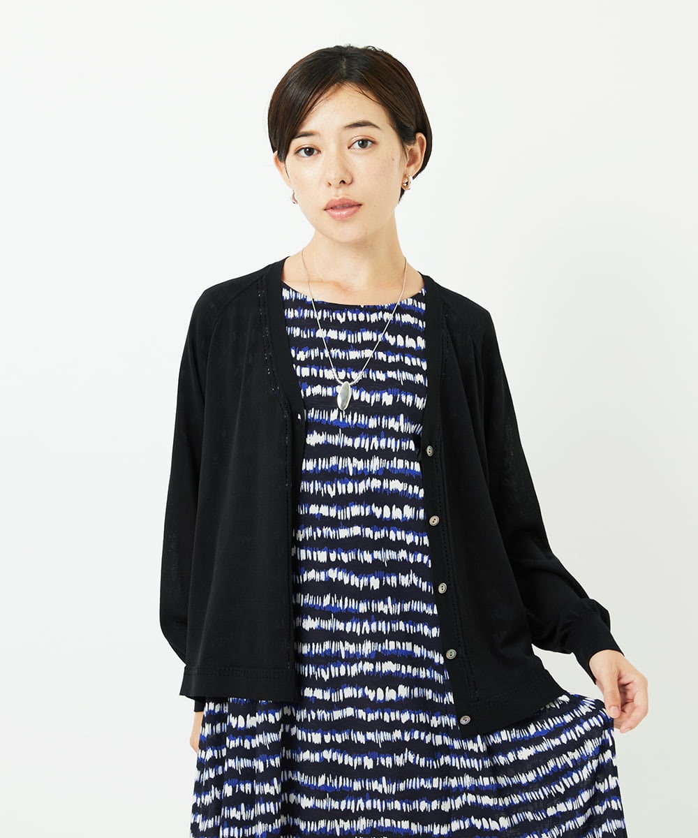 PHSJB28250 GEORGES RECH(小さいサイズ)(メゾン ドゥ サンク) アイレットシアーニットカーディガン ライトグレー