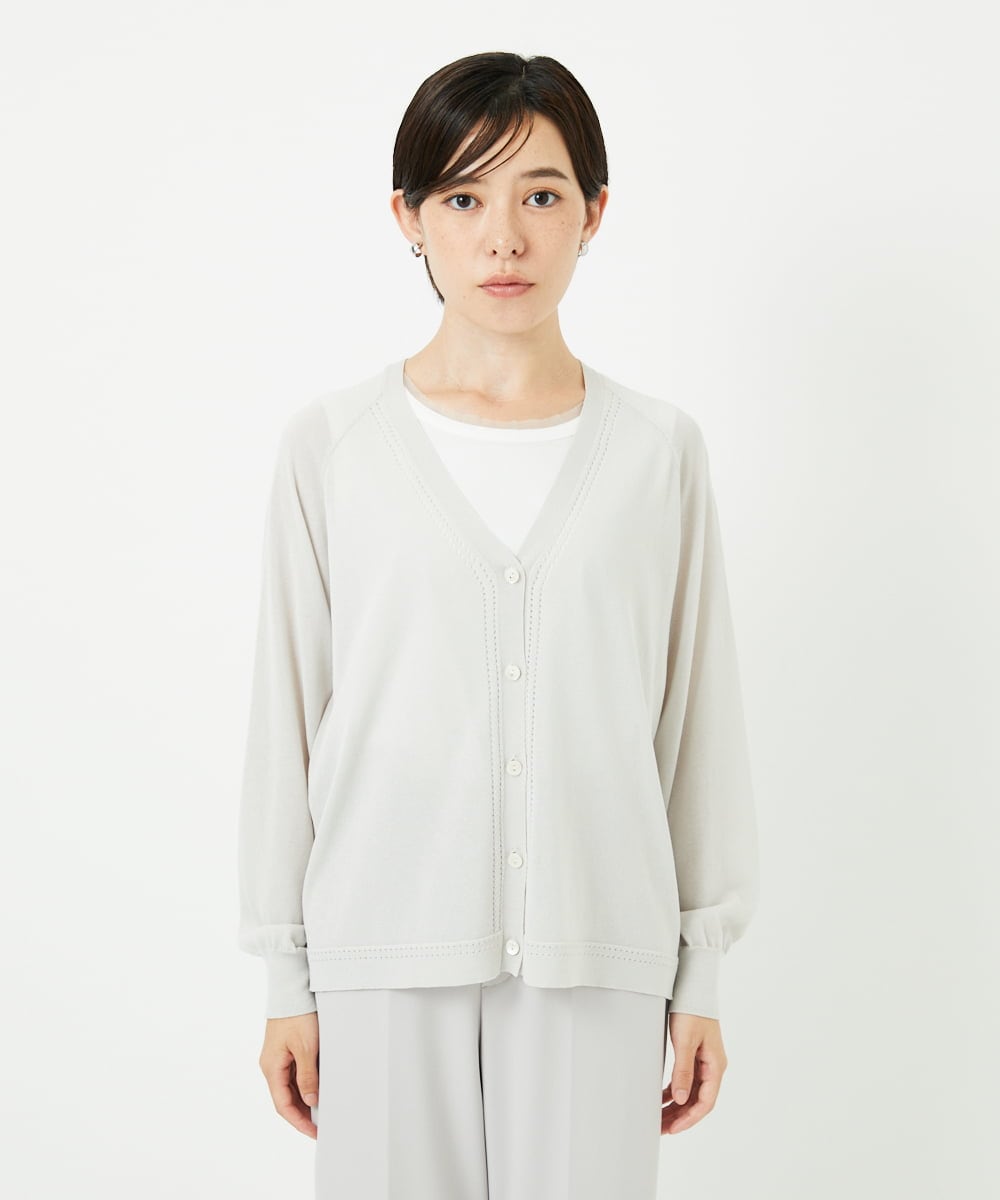 PHSJB28250 GEORGES RECH(小さいサイズ)(メゾン ドゥ サンク) アイレットシアーニットカーディガン ライトグレー