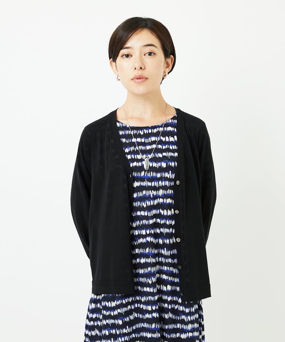 PHSJB28250 GEORGES RECH(小さいサイズ)(メゾン ドゥ サンク) アイレットシアーニットカーディガン ブラック