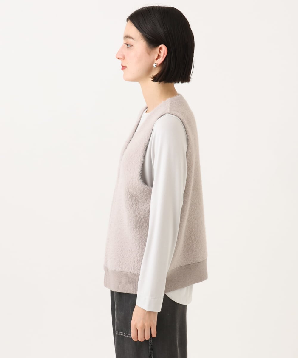 PHSJE26290 GEORGES RECH(小さいサイズ)(メゾン ドゥ サンク) シャギーモールニットベスト ベージュ
