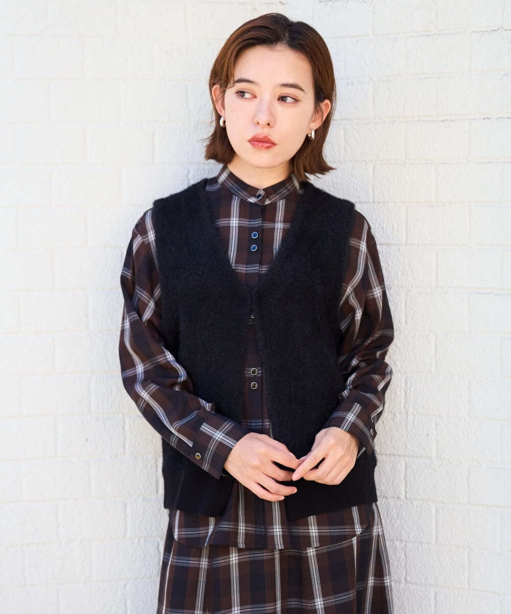 PHSJE26290 GEORGES RECH(小さいサイズ)(メゾン ドゥ サンク) シャギーモールニットベスト ベージュ