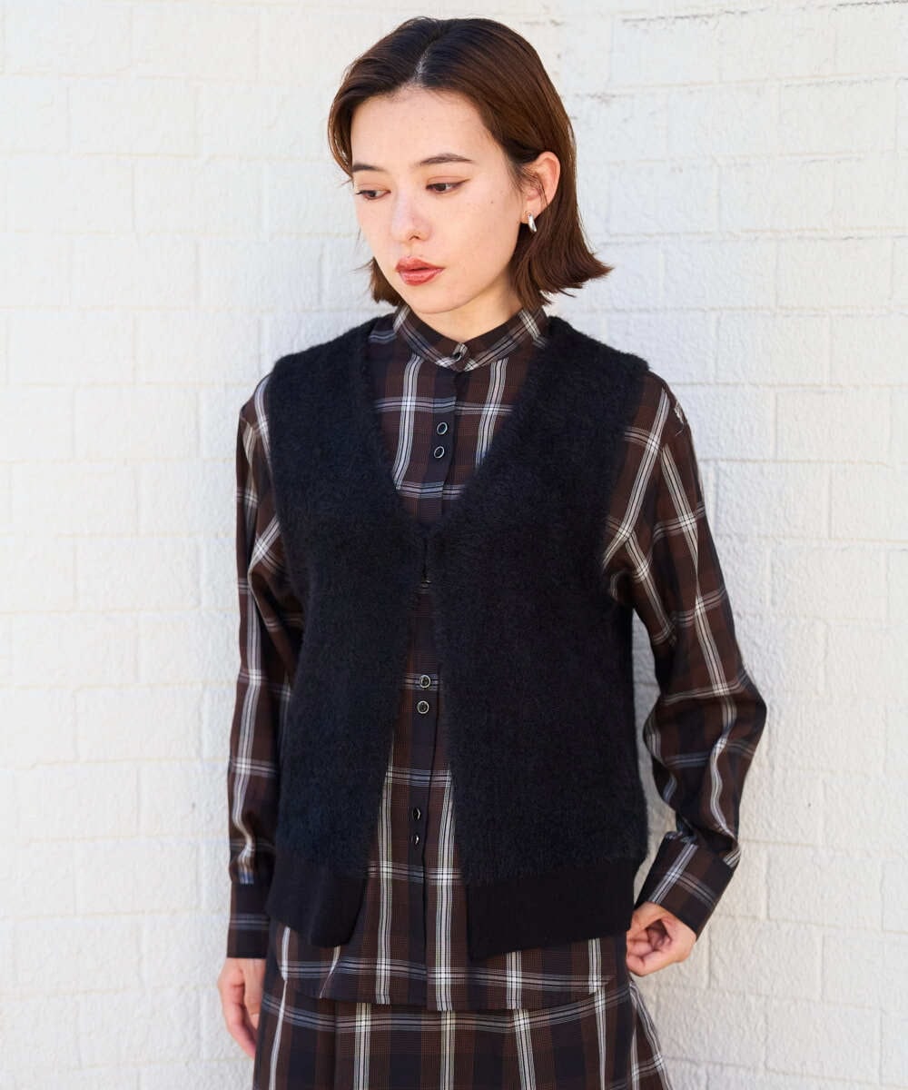 PHSJE26290 GEORGES RECH(小さいサイズ)(メゾン ドゥ サンク) シャギーモールニットベスト ベージュ