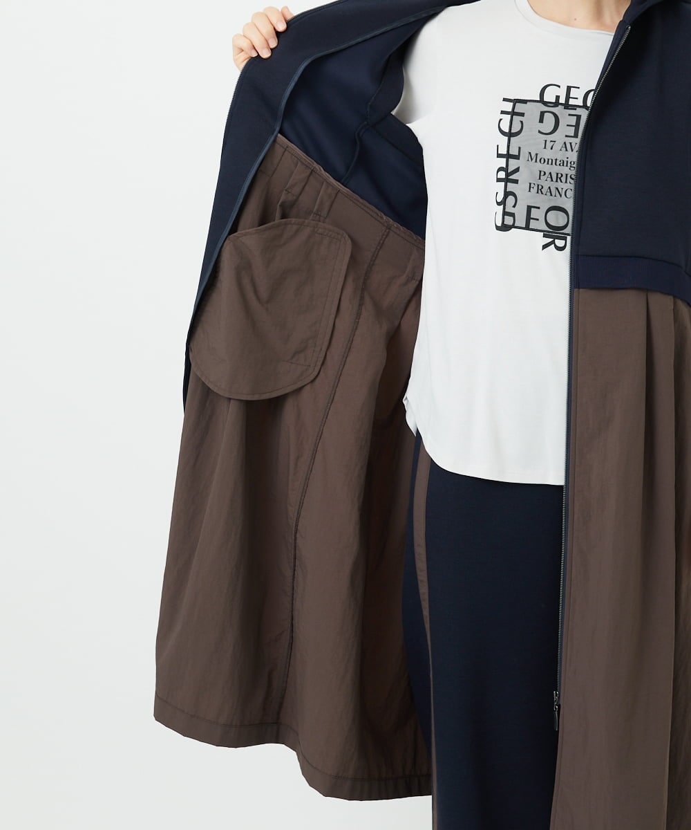 PHTAD02390 GEORGES RECH(小さいサイズ)(メゾン ドゥ サンク) ダンボールタフタドッキングロングジレ ネイビー