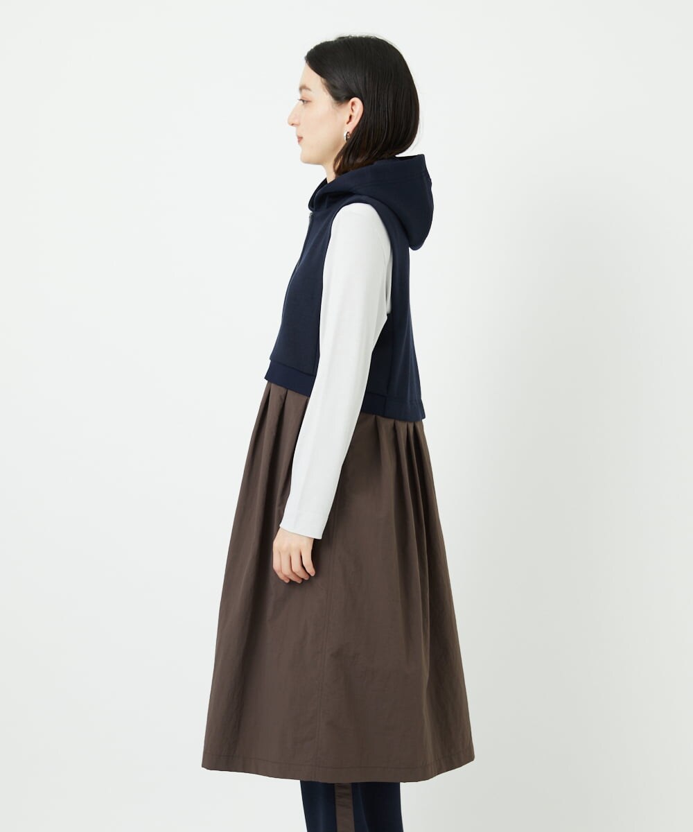 PHTAD02390 GEORGES RECH(小さいサイズ)(メゾン ドゥ サンク) ダンボールタフタドッキングロングジレ ネイビー