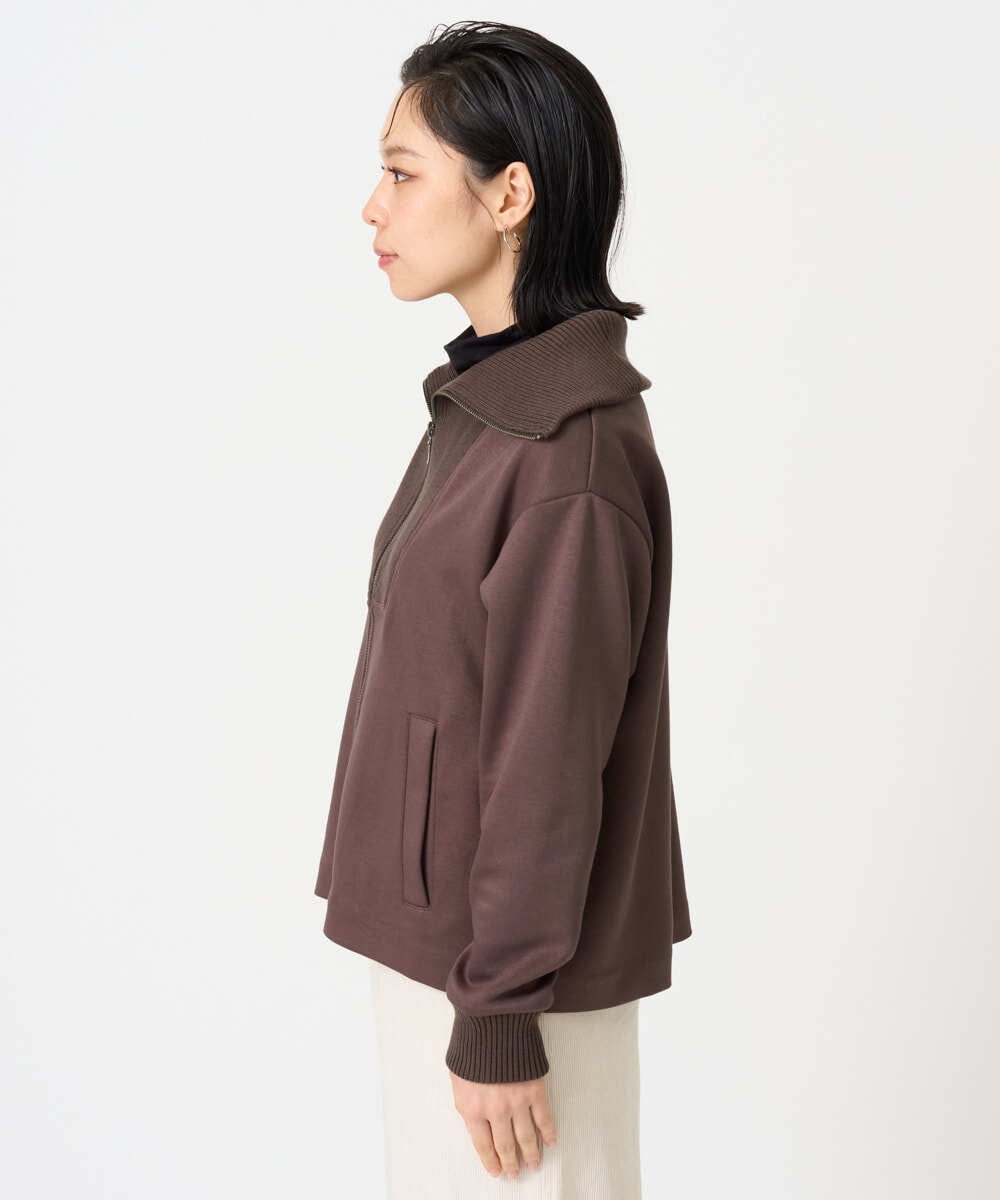 PHTAG11340 GEORGES RECH(小さいサイズ)(メゾン ドゥ サンク) ストレッチダンボールジップアップブルゾン ブラウン