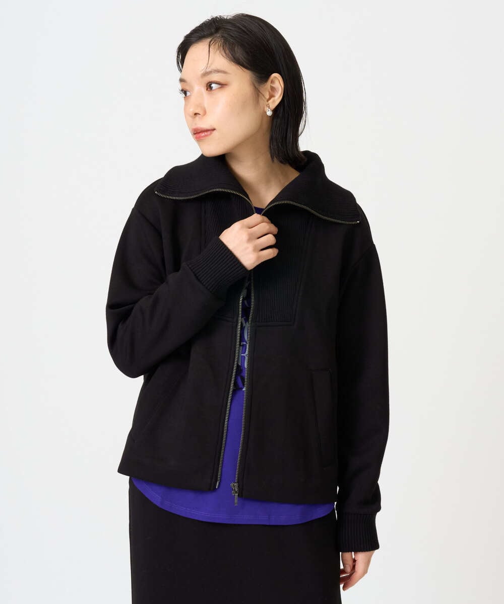 PHTAG11340 GEORGES RECH(小さいサイズ)(メゾン ドゥ サンク) ストレッチダンボールジップアップブルゾン ブラウン
