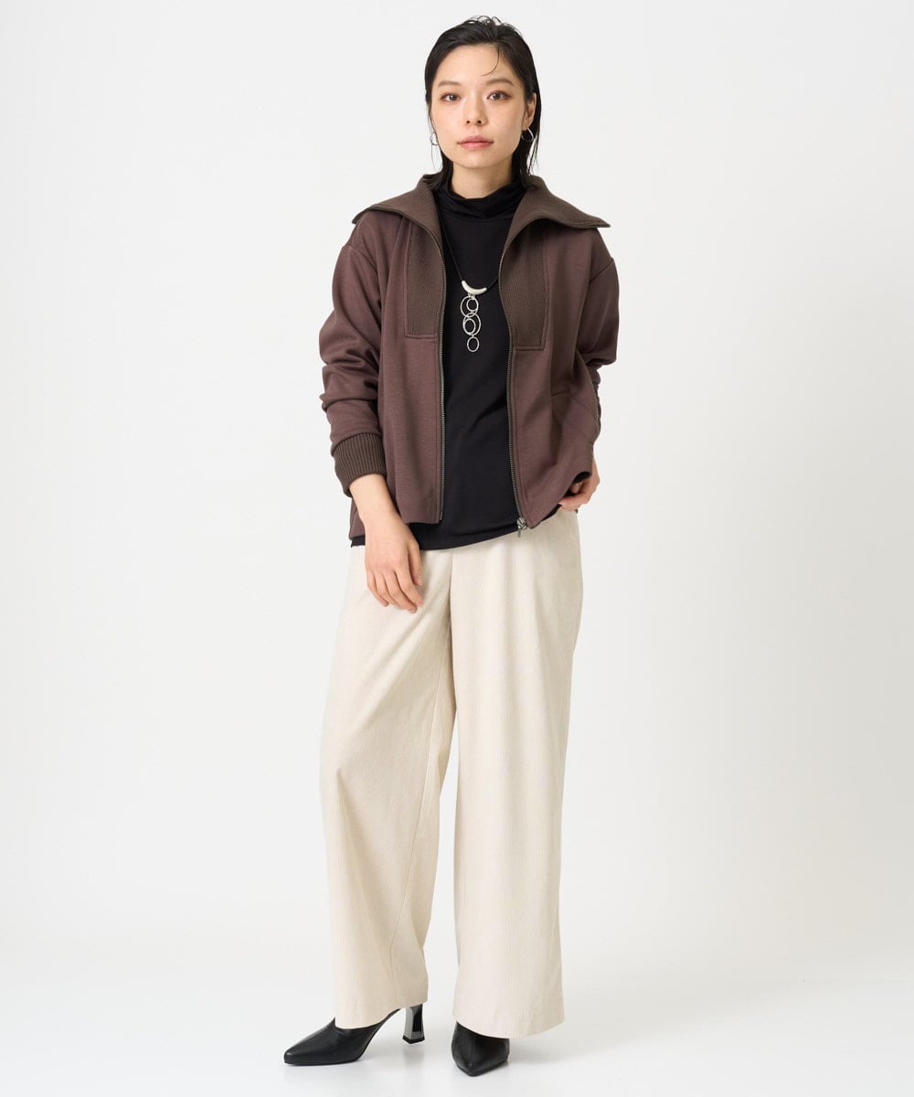 PHTAG11340 GEORGES RECH(小さいサイズ)(メゾン ドゥ サンク) ストレッチダンボールジップアップブルゾン ブラウン