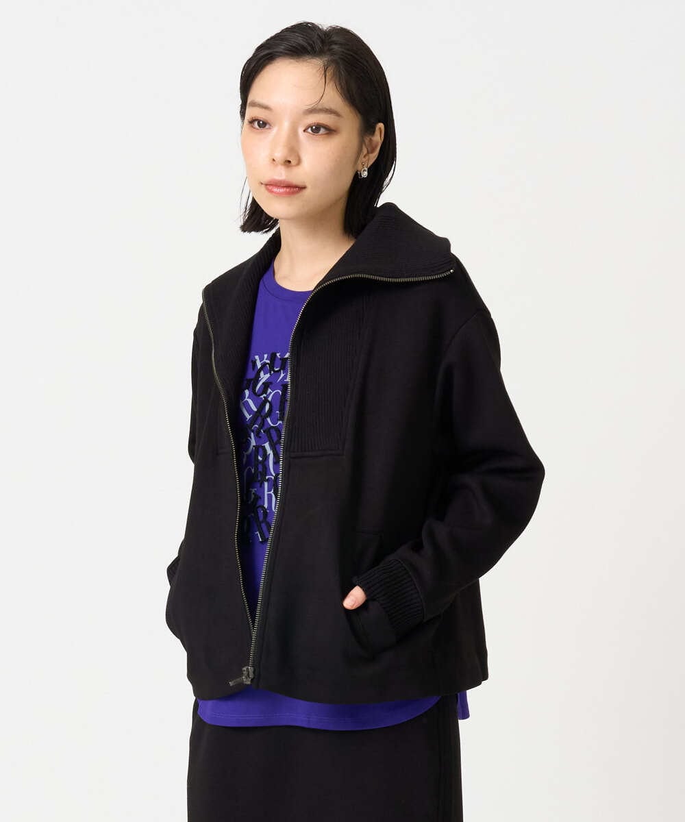 PHTAG11340 GEORGES RECH(小さいサイズ)(メゾン ドゥ サンク) ストレッチダンボールジップアップブルゾン ブラウン