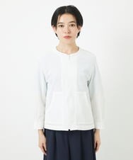 PHTGA32330 GEORGES RECH(小さいサイズ)(メゾン ドゥ サンク) ジャージーノーカラーショートブルゾン ホワイト