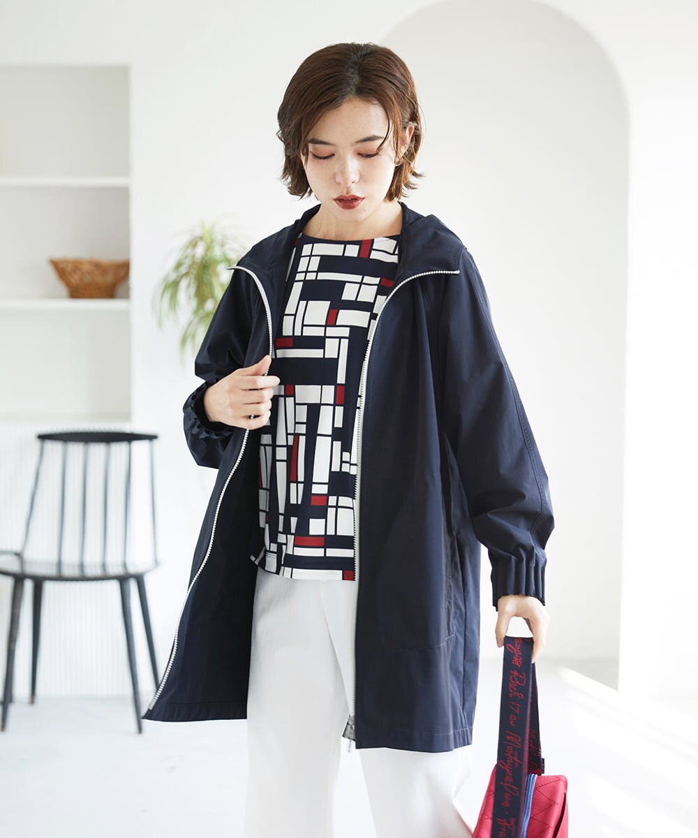 PHUGE40490 GEORGES RECH(小さいサイズ)(メゾン ドゥ サンク) 4WAYタフタフーデッドコート ライトグレー
