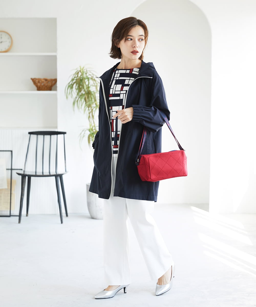 PHUGE40490 GEORGES RECH(小さいサイズ)(メゾン ドゥ サンク) 4WAYタフタフーデッドコート ライトグレー