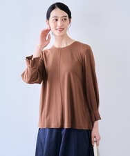PJKAH12360 CHRISTIAN AUJARD Lサイズ(クリスチャン・オジャール Lサイズ) 【大きいサイズ/セットアップ対応】Aラインドライポンチカットソー ソフトブラウン