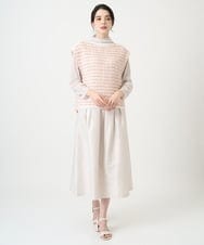 PJKEE17210 CHRISTIAN AUJARD Lサイズ(クリスチャン・オジャール Lサイズ) 【大きいサイズ】長袖ラメチュールカットソー ライトグレー