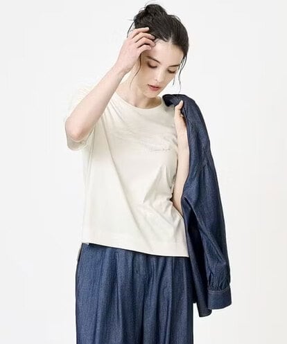 PJKJB12260  【大きいサイズ】スパンコール刺繍Tシャツ
