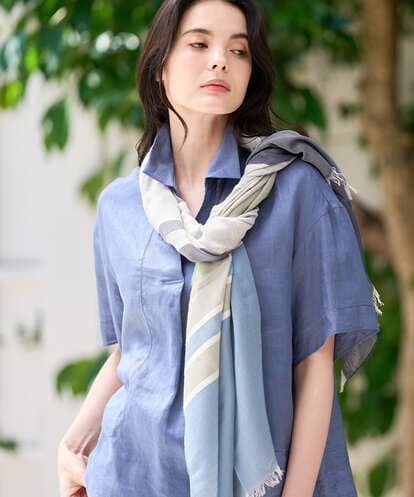 PL3GD22190 CHRISTIAN AUJARD バイカラーサテンボーダーストール
