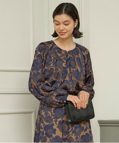 PRBAG34490  [セットアップ対応]ラインオパールフラワーブラウス