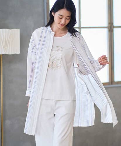 PRBGD40430  ドビーストライプロングブラウス