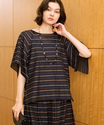 PRBHE28360 CHRISTIAN AUJARD [セットアップ対応]カラミメッシュボーダーブラウス