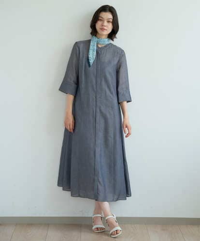 PREHE30520 CHRISTIAN AUJARD バンドカラーシアーワンピース