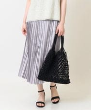 PRHAW32360 CHRISTIAN AUJARD(クリスチャン・オジャール) レザー風サテンプリーツスカート ブロンズ