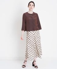 PRHHT02390 CHRISTIAN AUJARD(クリスチャン・オジャール) [セットアップ対応]モダンキカストライププリントスカート ブラウン×イエロー