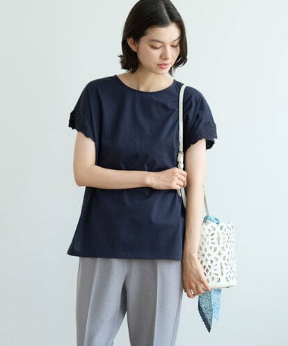 PRKHE31270 CHRISTIAN AUJARD フレンチスリーブ刺繍カットソー