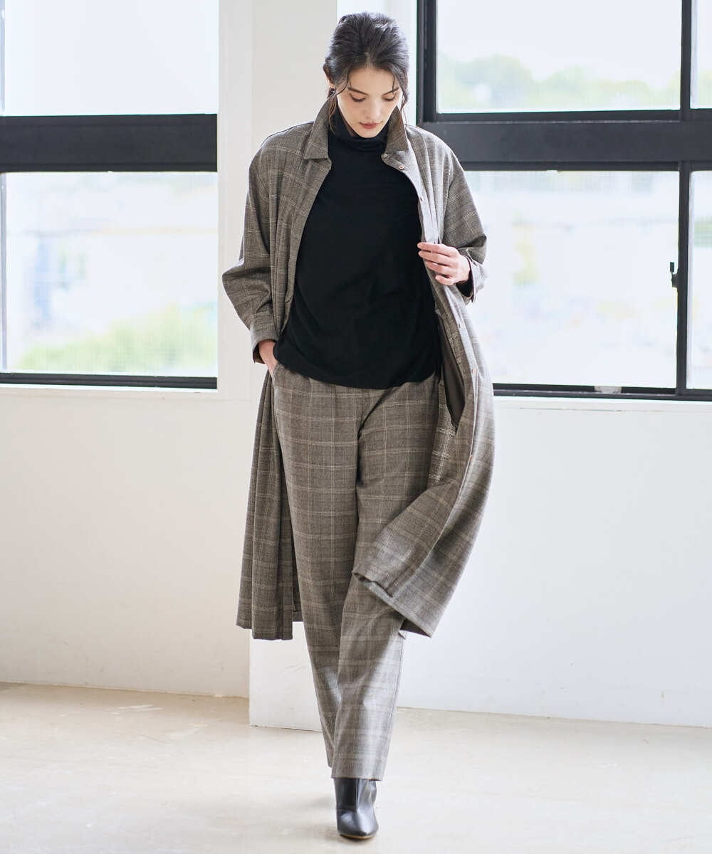 PRLAD31390 CHRISTIAN AUJARD(クリスチャン・オジャール) グレンチェックストレートパンツ ブラウン