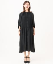 PYEJE37540 CHRISTIAN AUJARD(小さいサイズ)(メゾン ドゥ サンク) ラグランプリーツワンピース ブラック