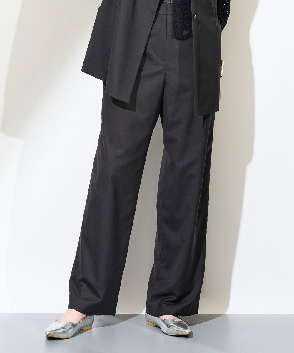 PYLJE39330 CHRISTIAN AUJARD(小さいサイズ)(メゾン ドゥ サンク) [セットアップ対応]ファインウールセミワイドパンツ ブラック