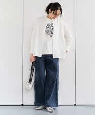 PZBEE05230 GEORGES RECH(ジョルジュ・レッシュ) [日本製]バンドカラーシャツ ネイビー(ストライプ柄)