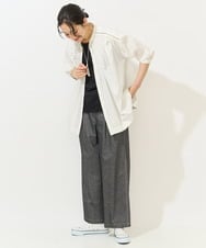 PZBGA42330 GEORGES RECH(ジョルジュ・レッシュ) バンドカラーハンドスモッキング7分袖ブラウス ブラック