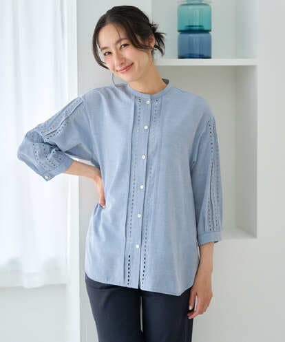 PZBGD22290 GEORGES RECH アイレット刺繡8分袖ブラウス