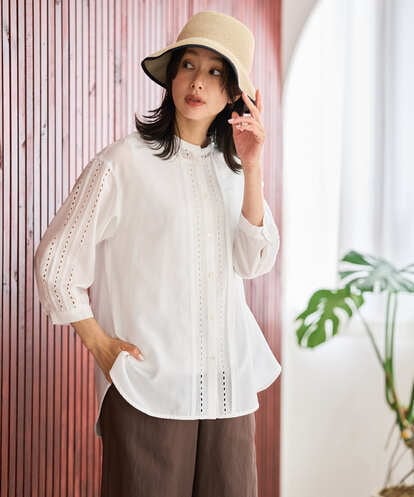 PZBGD22290 GEORGES RECH アイレット刺繡8分袖ブラウス