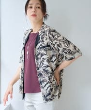 PZBGD32270 GEORGES RECH(ジョルジュ・レッシュ) リーフプリントオープンカラーシャツ ブラック系