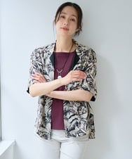 PZBGD32270 GEORGES RECH(ジョルジュ・レッシュ) リーフプリントオープンカラーシャツ ブラック系