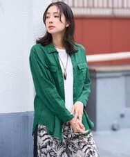PZBGD39290 GEORGES RECH(ジョルジュ・レッシュ) シアーリネンサファリシャツ グリーン