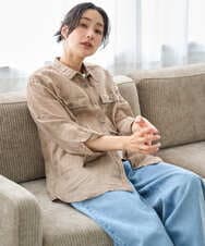 PZBGD39290 GEORGES RECH(ジョルジュ・レッシュ) シアーリネンサファリシャツ グリーン