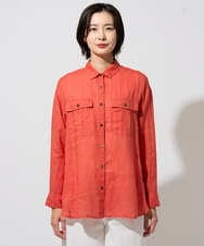 PZBGD39290 GEORGES RECH(ジョルジュ・レッシュ) シアーリネンサファリシャツ グリーン