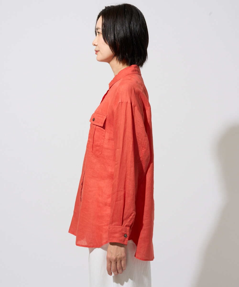PZBGD39290 GEORGES RECH(ジョルジュ・レッシュ) シアーリネンサファリシャツ グリーン
