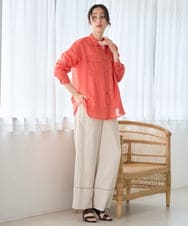 PZBGD39290 GEORGES RECH(ジョルジュ・レッシュ) シアーリネンサファリシャツ グリーン