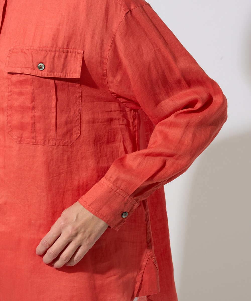 PZBGD39290 GEORGES RECH(ジョルジュ・レッシュ) シアーリネンサファリシャツ グリーン